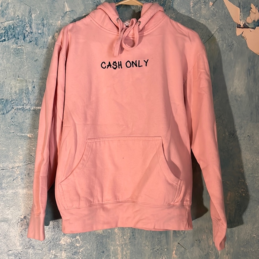 Pink hoodie, size small, worn once, 80%cotton, 20%polyester